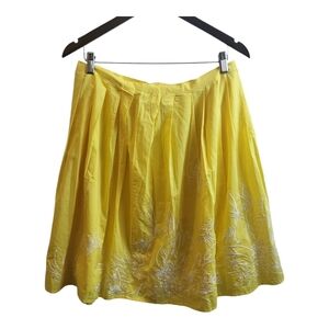 Biographie, Skirt, Yellow, Embroidered/ White Butterflies/Flowers,Designs Size L